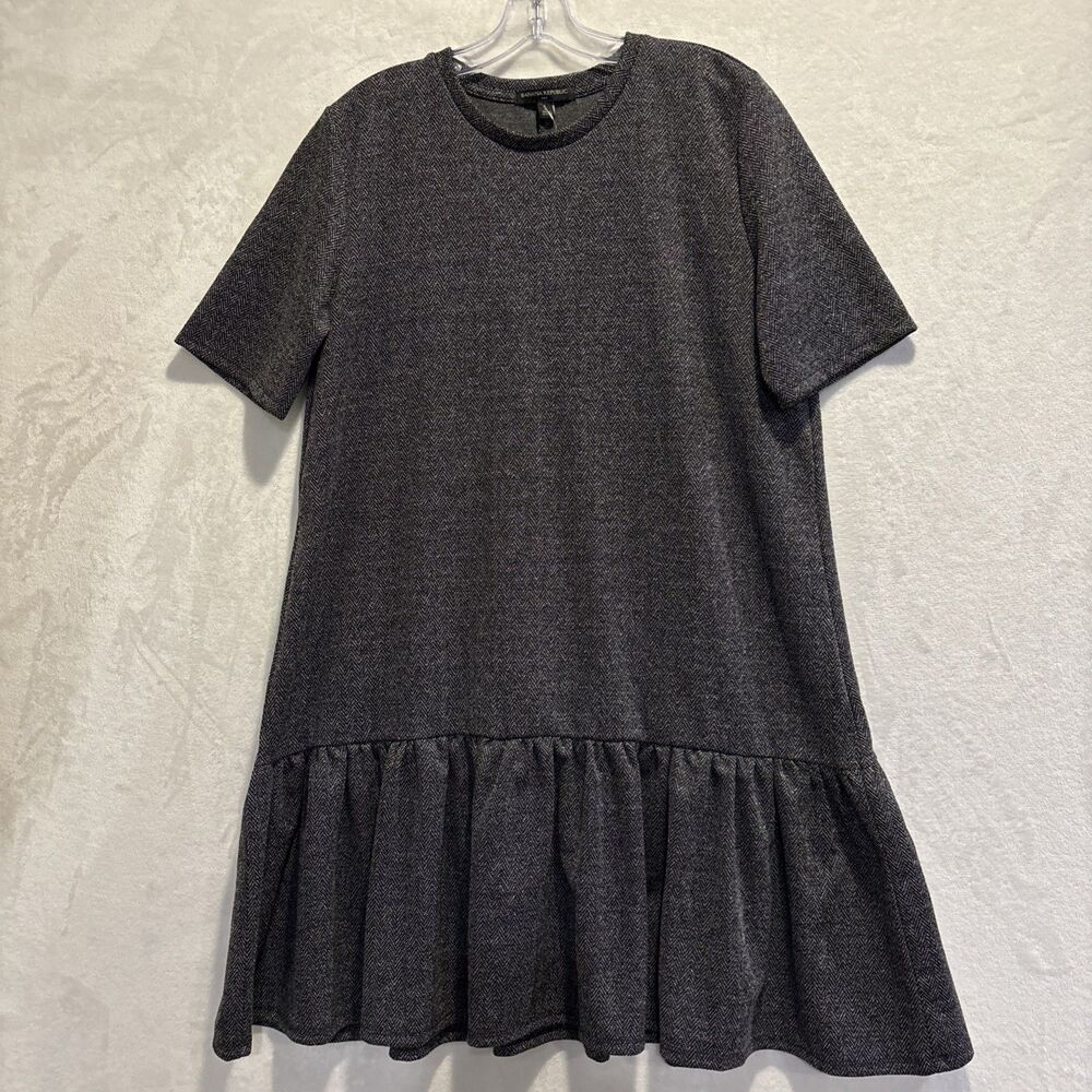 Banana Republic Dress Women's Large Black Textured Drop Waist Knit Herringbone